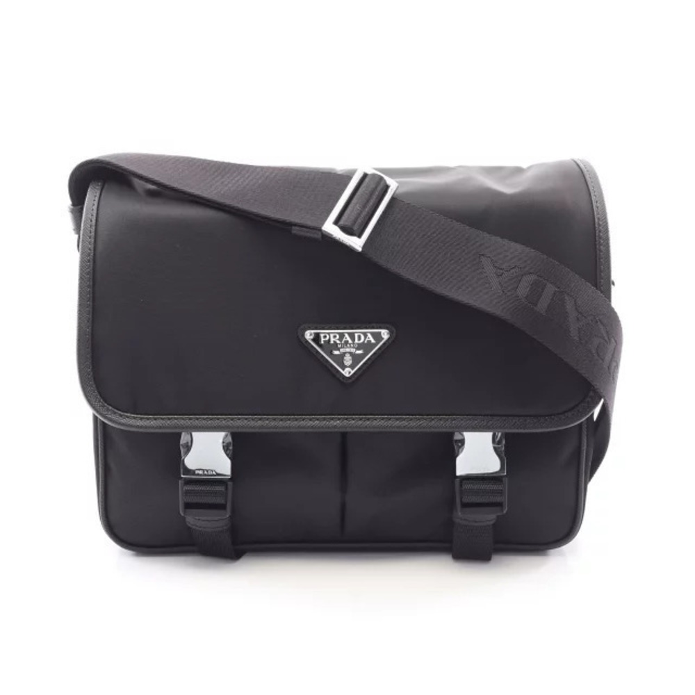 Prada Tessuto Saffiano Leather Shoulder Bag Black